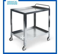 Carrello medicazione in acciaio inox a 2 ripiani per studio medico cm 60x40x80h