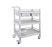 Carrello medico a 3 ripiani, carrello mobile per salone di bellezza con cassetto e secchio per i rifiuti, carrello organizzativo mobile per centri benessere, ospedali, studi medici e laboratori