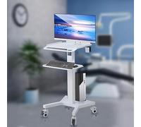 Carrello medico con supporto per monitor e scanner orale - Utilità mobile con ruote, doppio strato per infermieristica e salone di bellezza