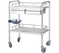 Carrello Medico da Laboratorio A 2/3 Strati, Carrello in Acciaio Inox con 2 Cassetti, Carrello per Servizi di Bellezza con Ruote, Attrezzatura per Laboratori, Ospedali, Clini, 2 Layer, 60 * 40 * 86cm