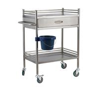 Carrello medico da laboratorio in acciaio inossidabile di alta qualità a 2 ripiani con cassetto - Carrello affidabile con rotelle per laboratori, ospedali e cliniche - Carico massimo 100 kg - Deposito