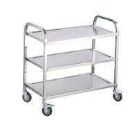 Carrello medico in acciaio inossidabile, carrello multiuso per impieghi gravosi a 3 livelli, carrello da cucina multifunzionale commerciale mobile su ruote, officina extra large 3-layer 85*45*88cm