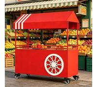 Carrello mobile con ruote, bancarella di vendita all'aperto per mercati ed eventi, design resistente, uso commerciale, ideale per operazioni di street food, 140 cm
