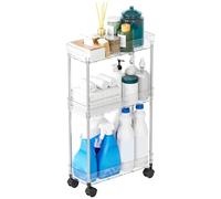 Carrello mobile da bagno, organizer multistrato, scaffale multiuso a gradini con ruote lisce, carrello robusto, mobile per la casa con facile montaggio, accessori per la casa per l'organizzazione