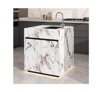Carrello mobile da cucina con lavello separato, tavolo da pranzo Open Concept, bancone da bar, tavolo multiuso per sala da pranzo, cucina e spazio di preparazione