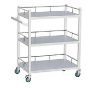 Carrello Mobile in Acciaio Inossidabile a 2 Strati, Portata Massima 150 kg, per ospedali, cliniche e Laboratori - Carrello Medico Ideale per Procedure estetiche (Senza cassetti, 80 × 48 × 86