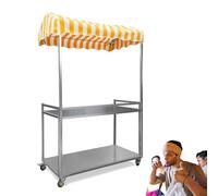 Carrello mobile per alimenti con ruote, pieghevole, espositore per cibo da strada, per mercati all'aperto, carrello giallo da 100 cm, perfetto per uso aziendale