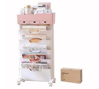 Carrello mobile per libreria con cassetti, carrello a 6 ripiani con ruote per casa, camera da letto, soggiorno, carrello portaoggetti per forniture scolastiche, sottile e versatile