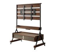 Carrello mobile per TV con ripiani in legno, altezza regolabile, supporto per TV da 40 a 85 pollici, resistente, su ruote, moderno display per televisori con contenitore