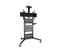 Carrello mobile per TV da 37 a 70 pollici, con display LED/LCD, carrello resistente con supporto AV e fotocamera, altezza regolabile, con ruote girevoli, supporta fino a 120 kg, perfetto per uso