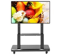 Carrello mobile per TV LCD LED da 32 a 60 pollici, robusto supporto per TV su ruote, per ufficio, aeroporto, ospedale, altezza regolabile, telaio in acciaio resistente, colore nero