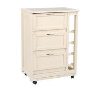 Carrello mobiletto con ante a ribalta e portabottiglie in legno AVORIO