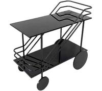 Carrello moderno da cucina a 2 ripiani, in metallo, con ruote, XL per caffè e vino, design elegante nero per la casa e l'intrattenimento