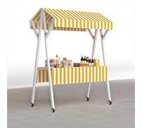 Carrello multicolore per snack da 150 cm, pieghevole, in ferro, portatile, per mercati sulla spiaggia, ideale per vendere dolcetti, eventi all'aperto e feste