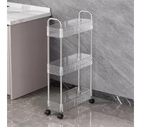 Carrello multifunzionale a 3 livelli in acrilico con ruote e maniglia per cucina, bagno, utilità, soluzione salvaspazio