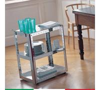 Carrello Multifunzione 40x60xh70 cm Quadra composto da tre ripiani e 4 Montanti con ruote