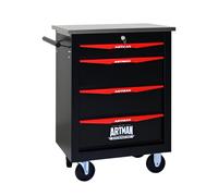 Carrello multifunzione con 4 cassetti e ruote acciaio per garage e officina capacitÃ elevata nero e rosso modello BLK&RED