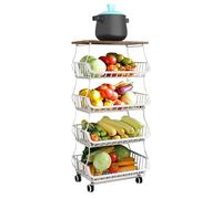Carrello multifunzione con rotolo, porta frutta da cucina, Rack per verdure portatile, Soluzioni di stoccaggio per cucina, Carrello di stoccaggio per garage, Organizer per frutta e verdura, Carrello