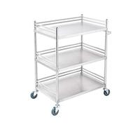 Carrello multifunzione in acciaio inox a 3 strati, con braccioli, secchio per lo sporco, ideale per laboratori Mcal e ristoranti, 50 x 40 cm, freno incluso