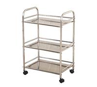 Carrello multifunzione portatile con ruote, carrello a 3 ripiani in acciaio inox, per salone di bellezza e esigenze di stoccaggio, resistente per una facile nizzazione