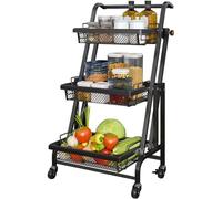 Carrello multiuso a 3 ripiani con ruote, versatile carrello per cucina, camera da letto, balcone e salone, design scorrevole di facile accesso, per casa e lavoro