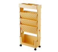 Carrello multiuso a 5 ripiani, mobile, multifunzione, con ruote bloccabili, per studio, ufficio, cucina, aula, libreria, organizer con ruote girevoli (giallo)