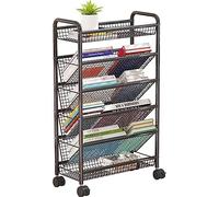 Carrello multiuso a 6 ripiani in metallo con ruote bloccabili, ripiani mobili per ufficio, scuola e soluzioni di archiviazione per la casa