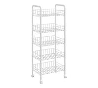 Carrello multiuso a più livelli in rete metallica con ruote, carrello autoportante per organizzare cucina e bagno