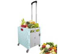 Carrello multiuso Cassetta con rotelle ruote pieghevole Carrello portaoggetti for carichi pesanti maniglia telescopica for la spesa(Gris)