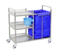 Carrello multiuso di rotolamento, carrello di servizio alimentare dell'hotel e del laboratorio dell'acciaio inossidabile a tre strati per clinica, salone e servizio in camera