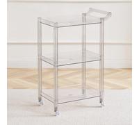 Carrello multiuso in acrilico, a 3 ripiani, con maniglia e 4 ruote, per cucina, soggiorno, sala da pranzo, lavanderia, trasparente, multifunzione, piccoli spazi, per servire