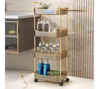 Carrello multiuso in acrilico trasparente con ruote bloccabili e maniglia per riporre e organizzare la cucina e il bagno