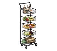 Carrello multiuso in metallo resistente con ripiani regolabili e cestino in rete rimovibile, carrello sottile multistrato per un'organizzazione versatile