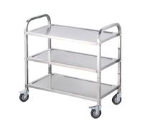 Carrello multiuso mobile in acciaio inossidabile, carrello da cucina per impieghi gravosi, carrello di servizio commerciale multifunzionale su ruote, officina extra large, medico 3-layer 75*40*82cm