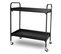 Carrello Multiuso Nero a Due Piani con Ruote, Carrellino Salvaspazio per Cucina, Ufficio e Casa, Struttura Robusta e Mobile, Supporto Pratico e Facile da Spostare, Carrello da Servizio Versatile