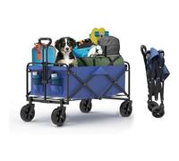 Carrello multiuso Passeggino da spiaggia pieghevole con ruote girevoli for una pratica e robusta piegatura, adatto for campeggio, giardinaggio, sport shopping(Blue)