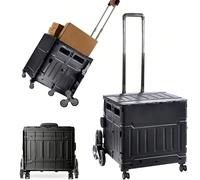 Carrello multiuso pieghevole con 8 ruote e ruote per salire le scale, carrello portatile pieghevole con ruote rimovibili e maniglia telescopica per viaggi, shopping, deposito mobile, ufficio, insegnan