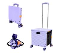 Carrello multiuso pieghevole, pieghevole, con manico telescopico in plastica resistente, pieghevole, 4 ruote girevoli per viaggi, shopping, trasloco, bagagli, ufficio (viola)