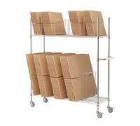 Carrello multiuso resistente, a 2 livelli, con ruote e maniglia, capacità 181,4 kg, organizer in metallo per casa, supermercato, magazzino