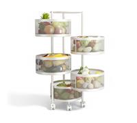 Carrello Multiuso Richiudibile Salvaspazio con Ruote - Organizer con Cestelli (3/4/5 Ripiani) Nero o Bianco