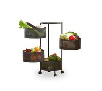 Carrello Multiuso Richiudibile Salvaspazio con Ruote - Organizer con Cestelli (3/4/5 Ripiani) Nero o Bianco