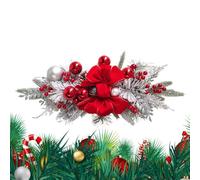 Carrello natalizio rustico, senza fili, pre-illuminato, per scale - Ghirlanda di scale a LED artificiale per porta di casa, senza fili, pre-illuminata