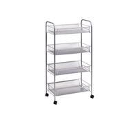 Carrello Organizer 4 Ripiani In Metallo Argento