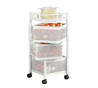 Carrello organizer da cucina a rullo, scaffale multistrato con cestini metallici, organizer girevole di grande capacità per frutta, verdura e oggetti essenziali da cucina, salvaspazio