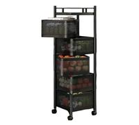Carrello organizer da cucina a rullo, scaffale multistrato con cestini metallici, organizer girevole di grande capacità per frutta, verdura e oggetti essenziali da cucina, salvaspazio