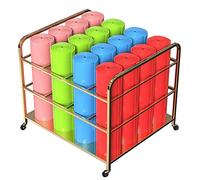 Carrello organizer per tappetino da yoga, supporto mobile per casa, palestra e studio yoga, espositore per rulli in schiuma, contiene 16 tappetini (oro)
