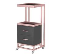 Carrello Parrucchiere Estetista Carrello Da Salone A 2 Livelli Con Cassetti Di Stoccaggio In Metallo Portaoggetti Bellezza Utilità Domicilio Mobile(Rose Gold+Black)