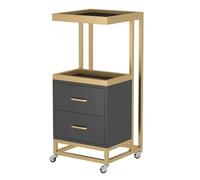 Carrello Parrucchiere Estetista Carrello Da Salone A 2 Livelli Con Cassetti Di Stoccaggio In Metallo Portaoggetti Bellezza Utilità Domicilio Mobile(Gold+Black)