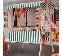 Carrello per alimenti commerciale con ruote, bancarella portatile per la vendita di hot dog/caffè/fiori/caramelle, stand di concessioni pieghevole in legno per esterni,L(WithoutWheels)-Color4