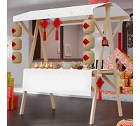 Carrello per alimenti commerciale con ruote, bancarella portatile per la vendita di hot dog/caffè/fiori/caramelle, stand di concessioni pieghevole in legno per esterni,L(withWheels)-Color5
